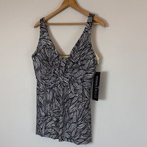 MiracleSuit AYLA top black white gold women’s size 16